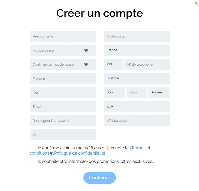 Processus d'inscription Casino Li.Bet